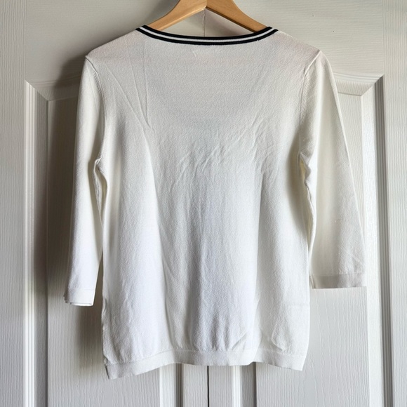 Kate Hill Scoop Neck Striped 3/4 Sleeve Cardigan Sweater - Picture 5 of 7